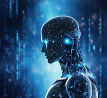 Futuristic AI Robot with Digital Interface