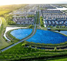 Duurzame stad met zonnepanelen